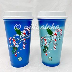 🌹SALE🌹TWO Starbucks 2021 Holiday Reusable Hot Cups